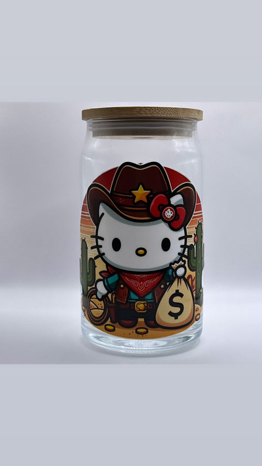 Hello kitty Cow Girl glass cup