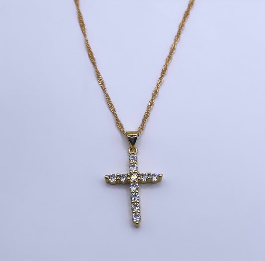 Clear crystal cross necklace