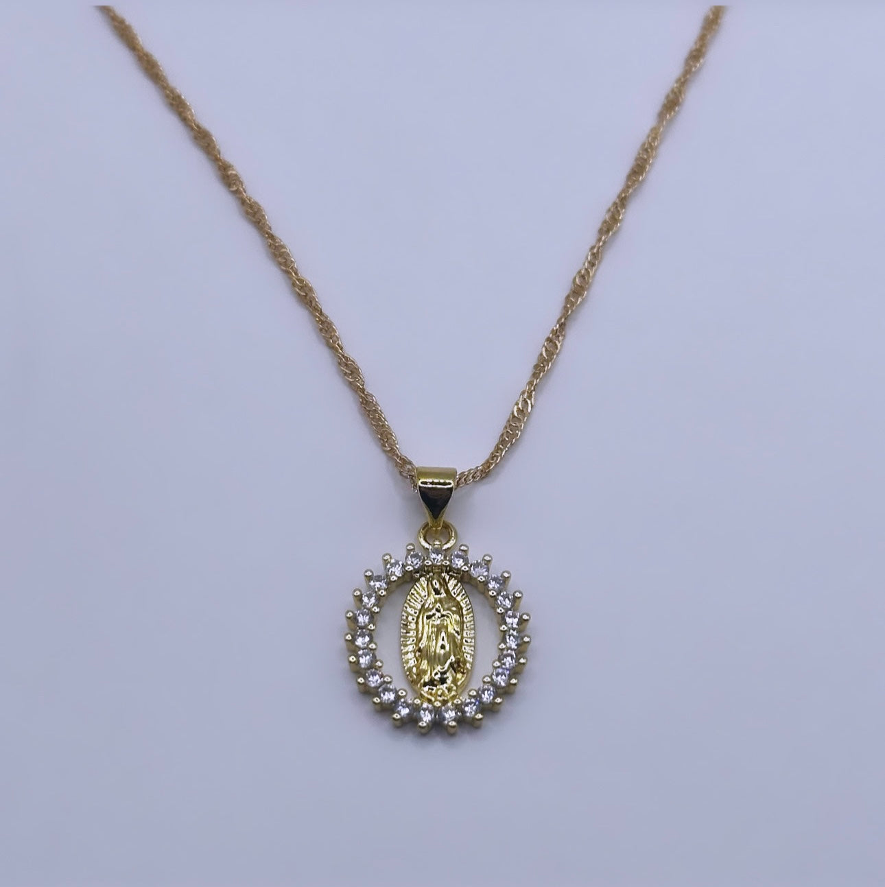 Clear crystal virgencita necklace