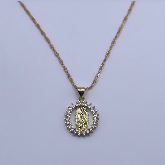 Clear crystal virgencita necklace