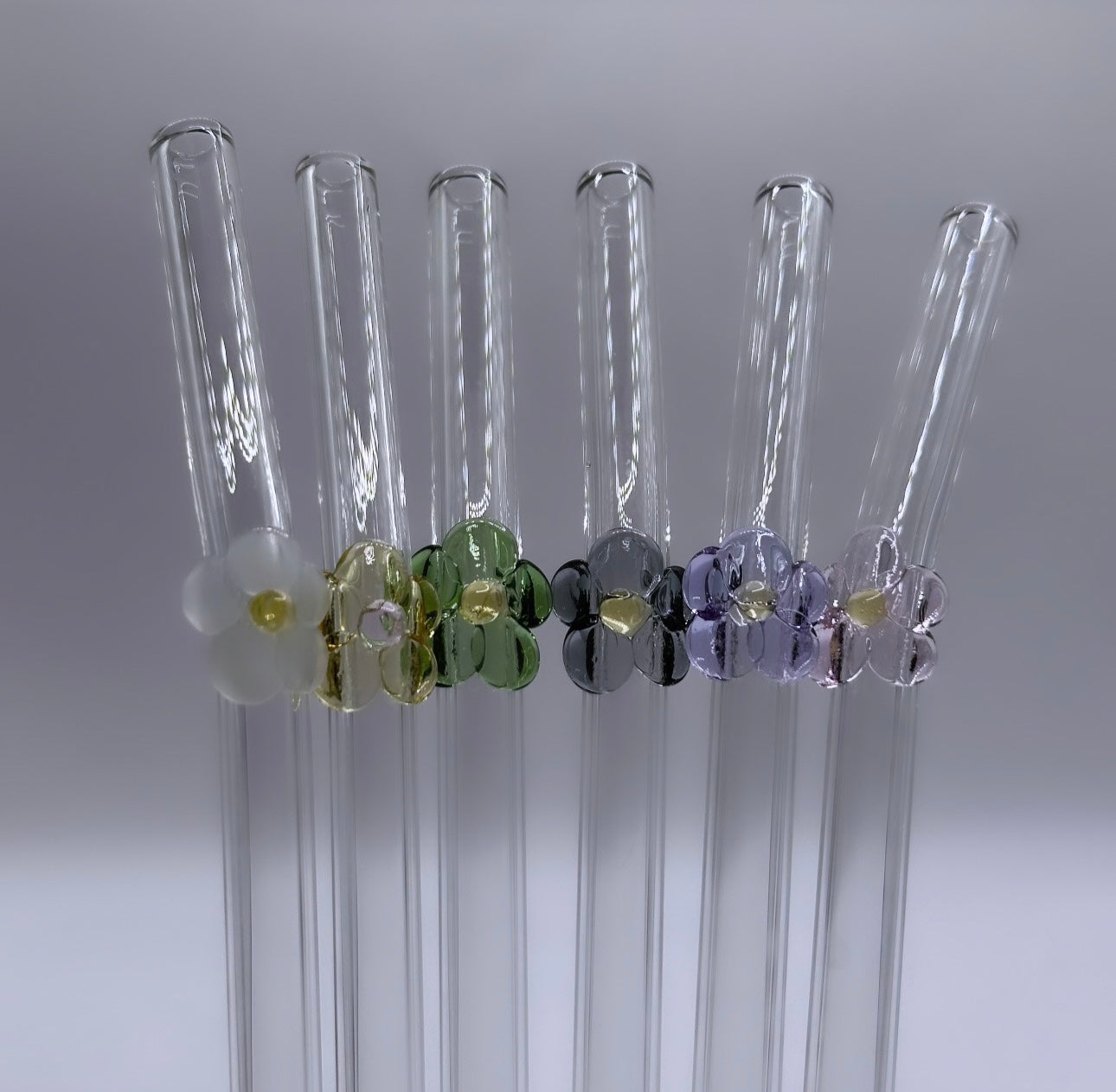 Glass flower straws