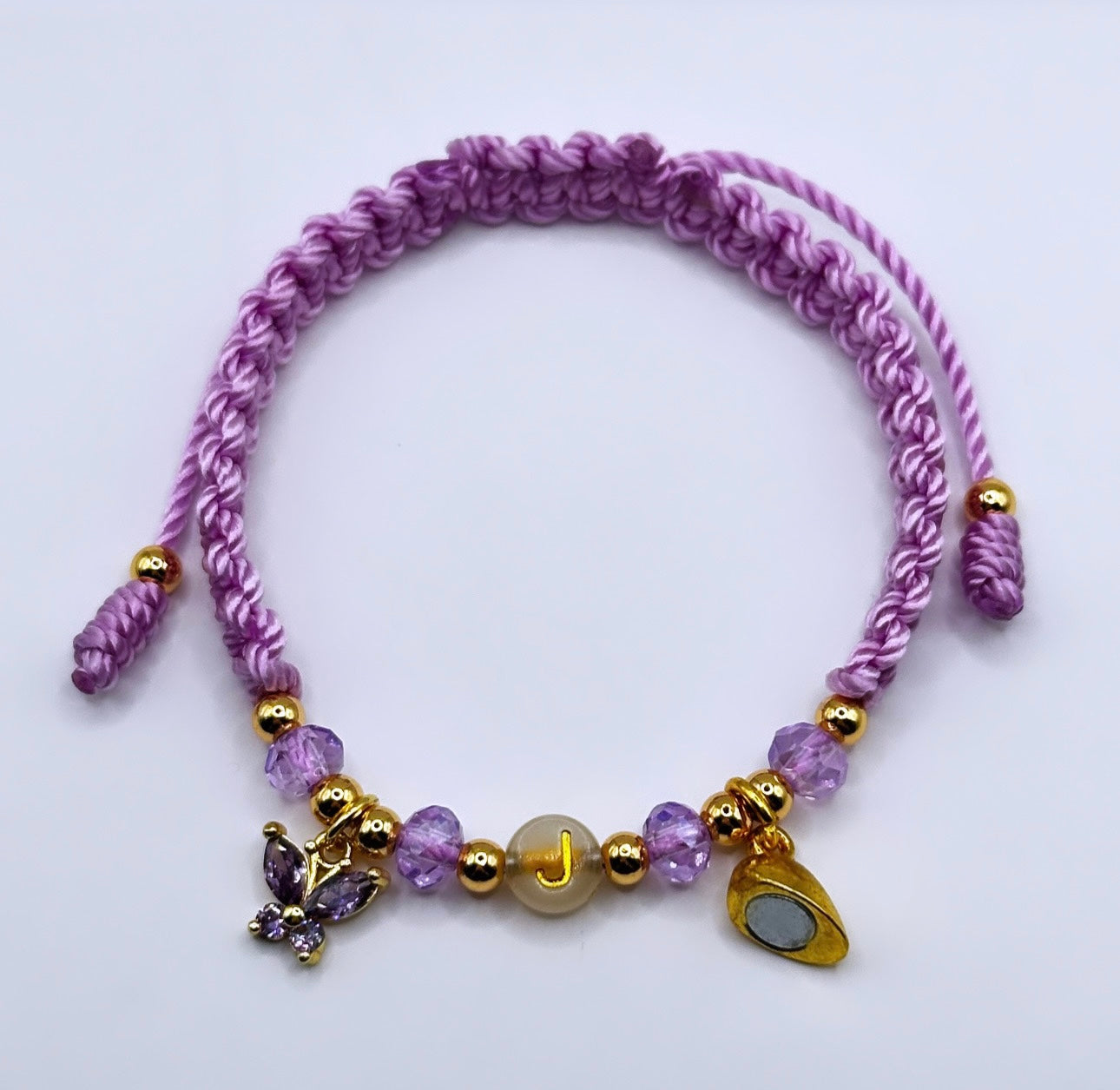 Butterfly inital charm bracelet set